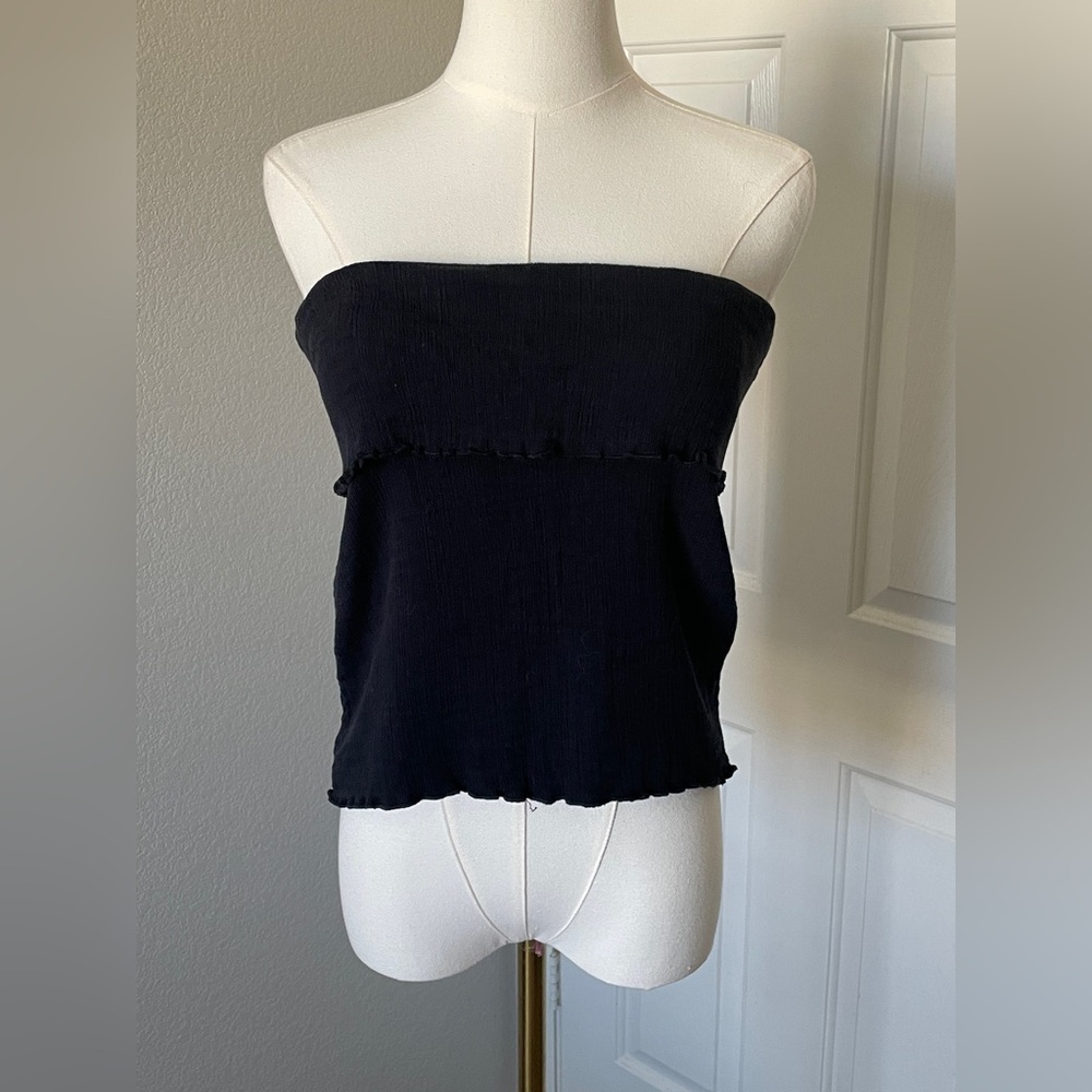 Free People Black Strapless Smocked Tube Top